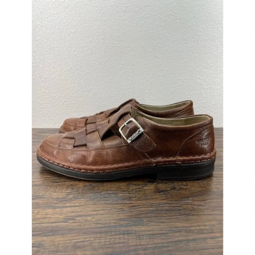 Walker Flex Comfort Men's Brown Leather Fisherman Weave Sandals EU 44‎ US 10